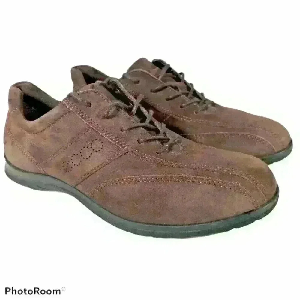 ECCO Womens Work Sneakers Size 36 EU 5.5 US‎ Brown Suede Lace Up Comfort Shoes